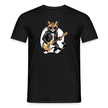 Cat Rocker Cat HardRock Gift - T-shirt homme - noir - Devant - AI Model Male 178 light (178cm)
