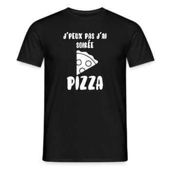 Je peux pas j'ai soirée pizza - T-shirt homme - noir - Devant - AI Model Male 178 light (178cm)