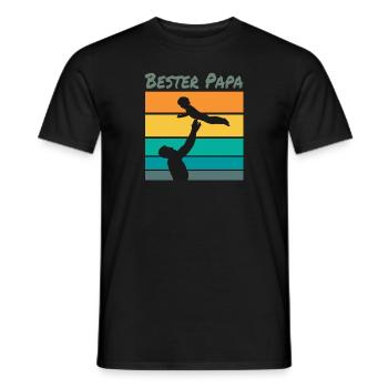 Bester Papa, Vater Kind Sonnenuntergang fliegen - Männer T-Shirt - Schwarz - Vorne - AI Model Male 178 light (178cm)