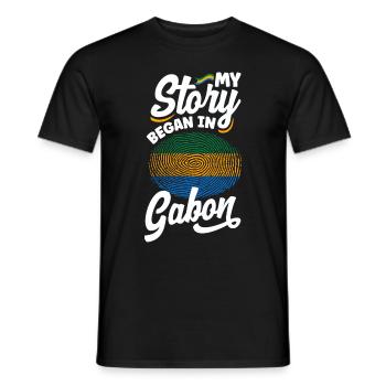 Gabonais Gabon Drapeau gabonais Mon histoire a commencé en - T-shirt homme - noir - Devant - AI Model Male 178 light (178cm)