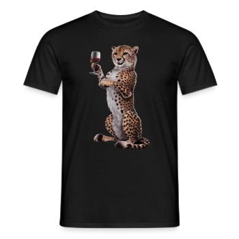 Gepard Wein - Männer T-Shirt - Schwarz - Vorne - AI Model Male 178 light (178cm)