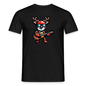 Rudolph Spielt Gitarre - Männer T-Shirt - Schwarz - Vorne - AI Model Male 178 light (178cm)