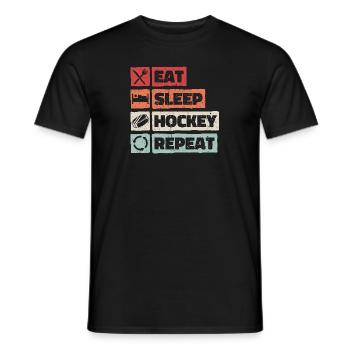 Eat Sleep Hockey Répéter le sport de hockey sur glace rétro - T-shirt homme - noir - Devant - AI Model Male 178 light (178cm)