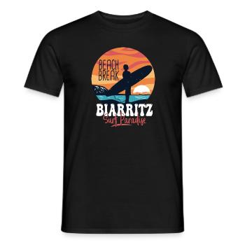 Surf Biarritz spot surf pour surfeur - T-shirt homme - noir - Devant - AI Model Male 178 light (178cm)