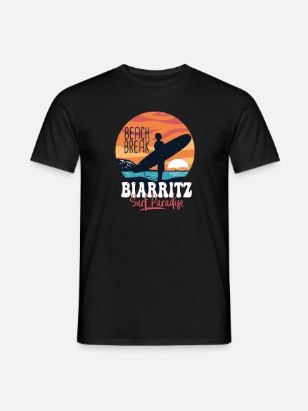 Surf Biarritz spot surf pour surfeur - T-shirt homme - noir