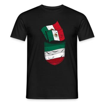Drapeau mexicain mexicain poche poitrine Mexique - T-shirt homme - noir - Devant - AI Model Male 178 light (178cm)