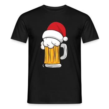 Beer Mug with Santa Claus Beanie Christmas - Men's T-Shirt - black - Front - AI Model Male 178 light (178cm)