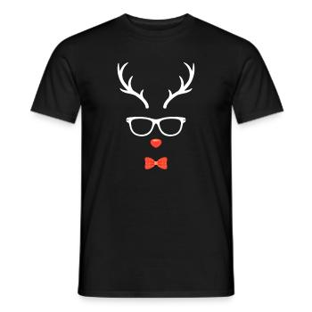 Rentier Weihnachten Rudolf Hipster Geeky - Männer T-Shirt - Schwarz - Vorne - AI Model Male 178 light (178cm)