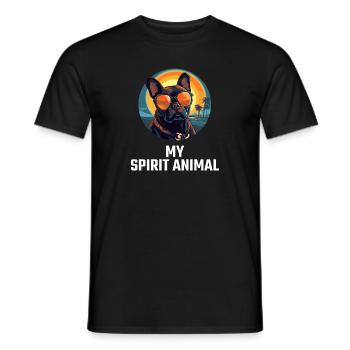Französische Bulldogge, French Bulldogge - Männer T-Shirt - Schwarz - Vorne - AI Model Male 178 light (178cm)