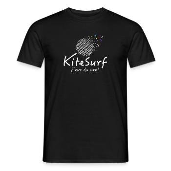 Kitesurf fleur du vent - T-shirt homme - noir - Devant - AI Model Male 178 light (178cm)