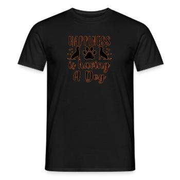 Happiness is having a Dog - Männer T-Shirt - Schwarz - Vorne - AI Model Male 178 light (178cm)