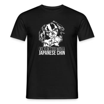 Japanese Chin life is better Hunde Hund Wilsigns - Männer T-Shirt - Schwarz - Vorne - AI Model Male 178 light (178cm)