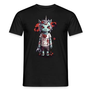 Zombie Unicorn Halloween Horror Design - Men's T-Shirt - black - Front - AI Model Male 178 light (178cm)