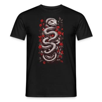 Aesthetic Schlange & Blume Japan Tattoo Kunst - Männer T-Shirt - Schwarz - Vorne - AI Model Male 178 light (178cm)