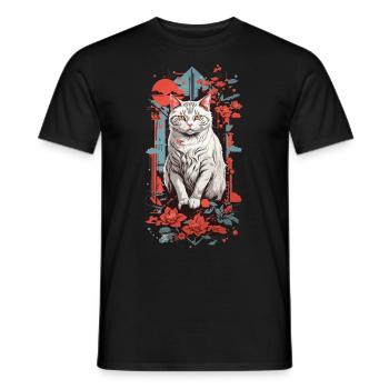 Popart Cat Love Retro Cat Artwork Cat - Men's T-Shirt - black - Front - AI Model Male 178 light (178cm)