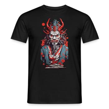 Oni Demon in Ukiyo-E Japan Art Style - Men's T-Shirt - black - Front - AI Model Male 178 light (178cm)