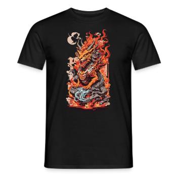 Asiatischer Drache Ukiyo-E Kunststil Ästethik - Männer T-Shirt - Schwarz - Vorne - AI Model Male 178 light (178cm)