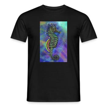 sea horse - Men's T-Shirt - black - Front - AI Model Male 178 light (178cm)
