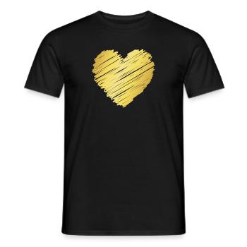 Golden Brush Heart – Elegant Heart Motif - Men's T-Shirt - black - Front - AI Model Male 178 light (178cm)