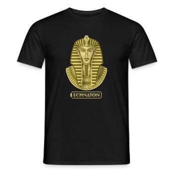 Pharaonenporträt im Goldton Echnaton - Männer T-Shirt - Schwarz - Vorne - AI Model Male 178 light (178cm)
