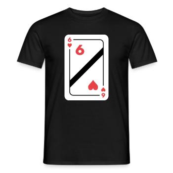 Herz Sechs Spielkarte Pokerkarte - Männer T-Shirt - Schwarz - Vorne - AI Model Male 178 light (178cm)