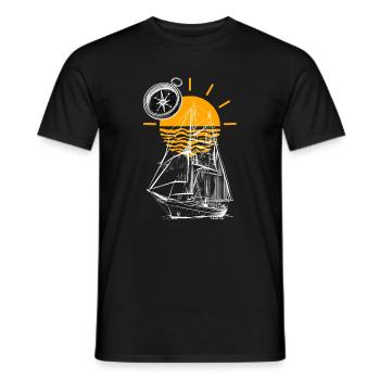 Sailing Ship Sunset - Men's T-Shirt - black - Front - AI Model Male 178 light (178cm)