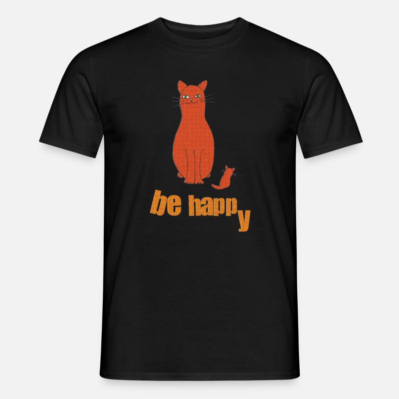 katze be happy - Männer T-Shirt - Schwarz