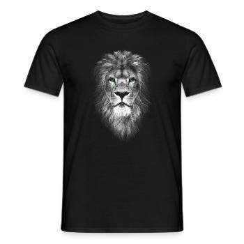 Cool Lion with Green Eyes - Strength Courage Pride - Men's T-Shirt - black - Front - AI Model Male 178 light (178cm)