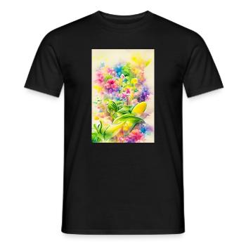 Flower Art - Men's T-Shirt - black - Front - AI Model Male 178 light (178cm)