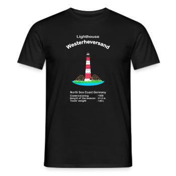 Leuchtturm Westerheversand, Nordsee, Deutschland - Männer T-Shirt - Schwarz - Vorne - AI Model Male 178 light (178cm)