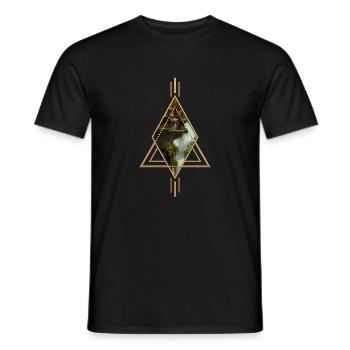 Awesome city on the rock with fairies. - Men's T-Shirt - black - Front - AI Model Male 178 light (178cm)