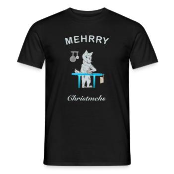 Mehrry Christmas, Cult Wolf - Men's T-Shirt - black - Front - AI Model Male 178 light (178cm)