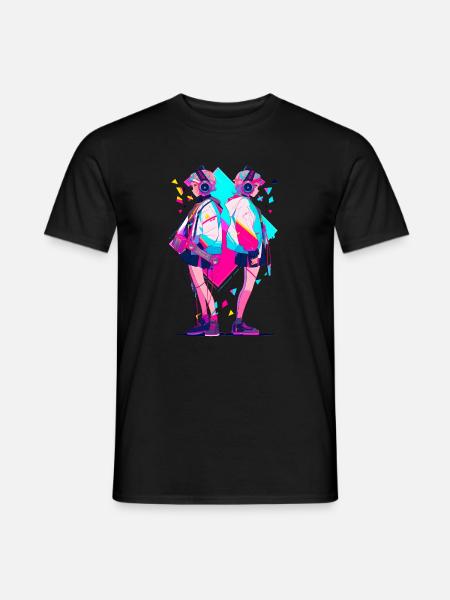 Anime Aesthetics Headphones Twins - Männer T-Shirt - Schwarz