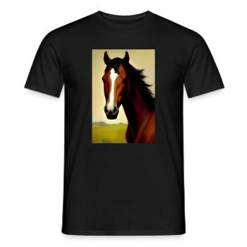 Peinture à l’huile de tête de cheval - T-shirt homme - noir - Devant - AI Model Male 178 light (178cm)