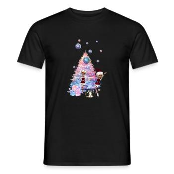 Cute Elves Celebrate the Christmas Season - Men's T-Shirt - black - Front - AI Model Male 178 light (178cm)
