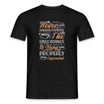 Never Underestimate Coffee - Men's T-Shirt - black - Front - AI Model Male 178 light (178cm)