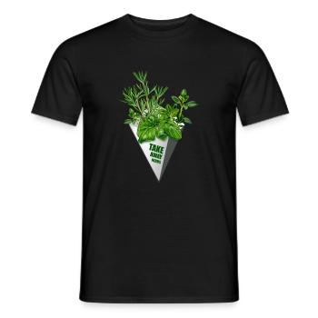 Take Away Herbs - funny print for foodies - Men's T-Shirt - black - Front - AI Model Male 178 light (178cm)