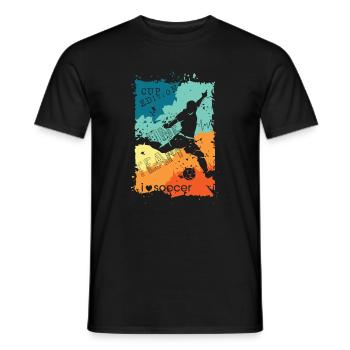 Fußball bunte Farben Spieler Schuss retro Logo - Männer T-Shirt - Schwarz - Vorne - AI Model Male 178 light (178cm)