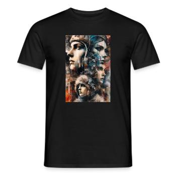 Abstract Cosmic Exploration: Faces of the Future - Men's T-Shirt - black - Front - AI Model Male 178 light (178cm)