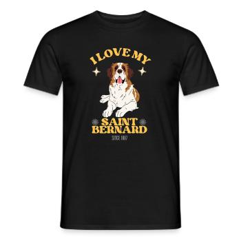 Saint Bernard huge dog giant breed lying dog - Men's T-Shirt - black - Front - AI Model Male 178 light (178cm)