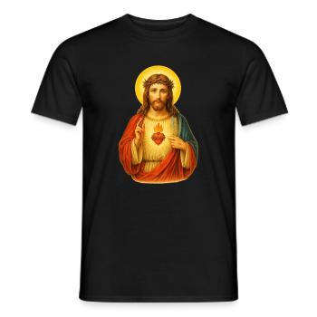Kitschy Heart of Jesus Christ | Jesus Christ - Men's T-Shirt - black - Front - AI Model Male 178 light (178cm)