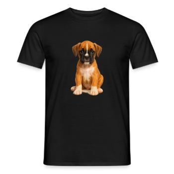 Cute Boxer Puppy – Realistic Dog Motif - Men's T-Shirt - black - Front - AI Model Male 178 light (178cm)