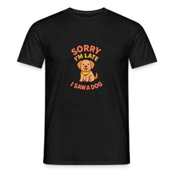 Désolé, je suis en retard - chien repéré ! - T-shirt homme - noir - Devant - AI Model Male 178 light (178cm)