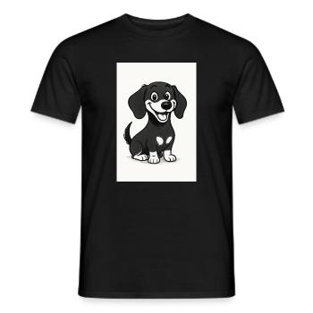 Glücklicher Dackel schwarz-weiß - Männer T-Shirt - Schwarz - Vorne - AI Model Male 178 light (178cm)