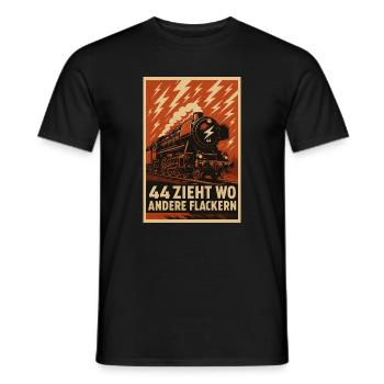 Locomotive à vapeur de puissance Railway BR 44 - T-shirt homme - noir - Devant - AI Model Male 178 light (178cm)
