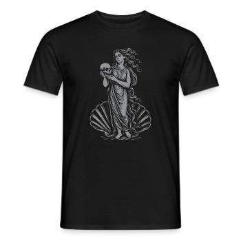 Mythical Aphrodite with Skull and Fan - Men's T-Shirt - black - Front - AI Model Male 178 light (178cm)