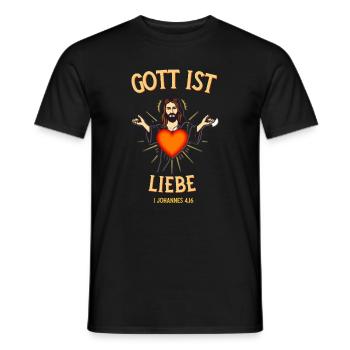 Jesus Herz Liebe Bibel Vers Gott ist Liebe  - Männer T-Shirt - Schwarz - Vorne - AI Model Male 178 light (178cm)