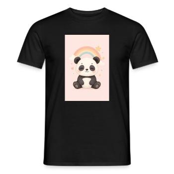 Cute Panda with Rainbow and Stars - Men's T-Shirt - black - Front - AI Model Male 178 light (178cm)