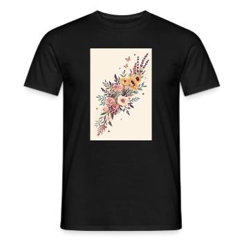 Blumenbouquet mit Schmetterlingen - Männer T-Shirt - Schwarz - Vorne - AI Model Male 178 light (178cm)