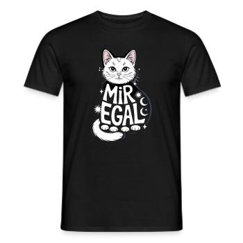 Mir Egal Katze Mond Sterne Humorvoller Stil - Männer T-Shirt - Schwarz - Vorne - AI Model Male 178 light (178cm)